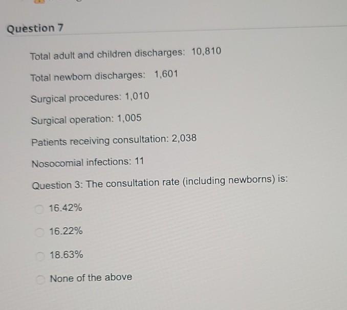 Question 4 1. Using the information on the table