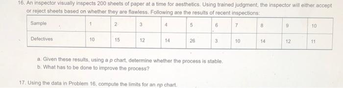 #16 and #17 16. An inspector visually inspects