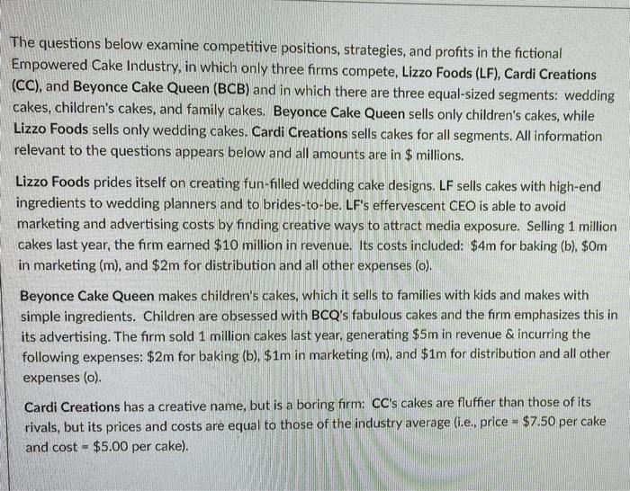 The questions below examine competitive