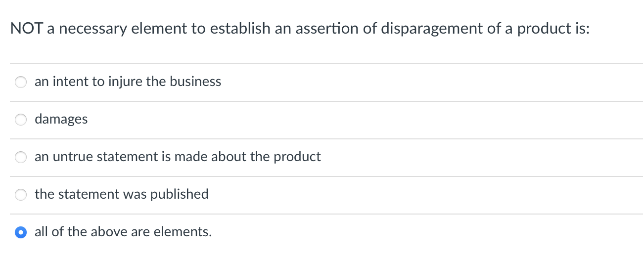 NOT a necessary element to establish an assertion