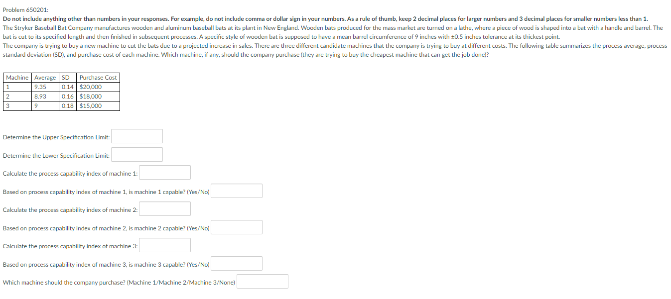 Problem 650201: Do not include anything other