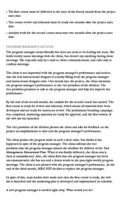 A New Program Manager is needed right away. What