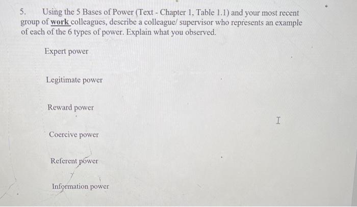 5. Using the 5 Bases of Power (Text - Chapter 1,