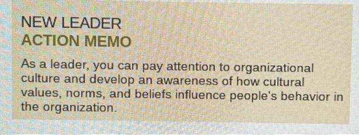 Select a leadership action memo from Chapter 13