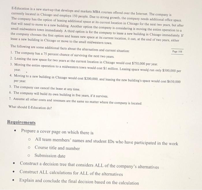 operation management case study E-Education is a