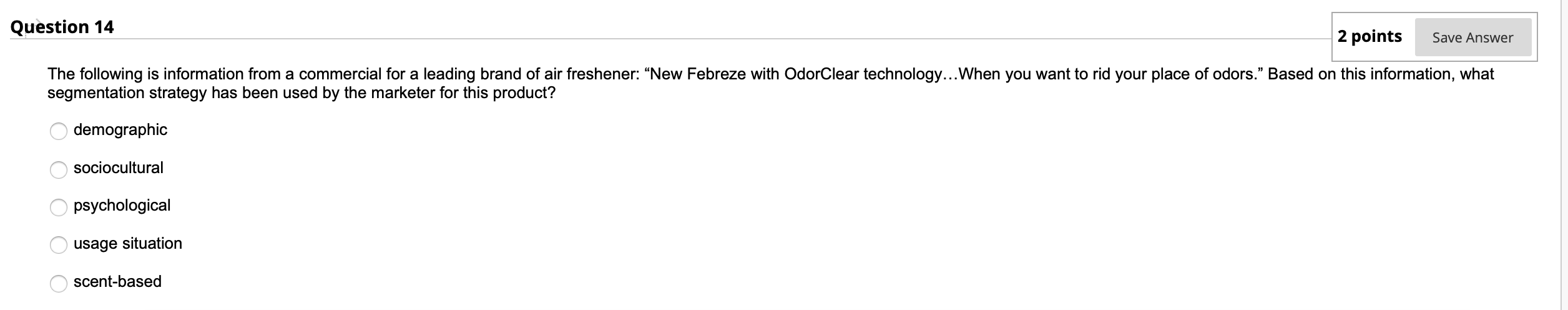 Question 15 2 points Save Answe Which of the