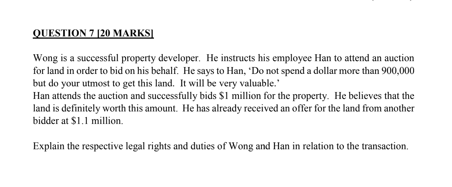 QUESTION 7 [20 MARKSI Wong is a successful