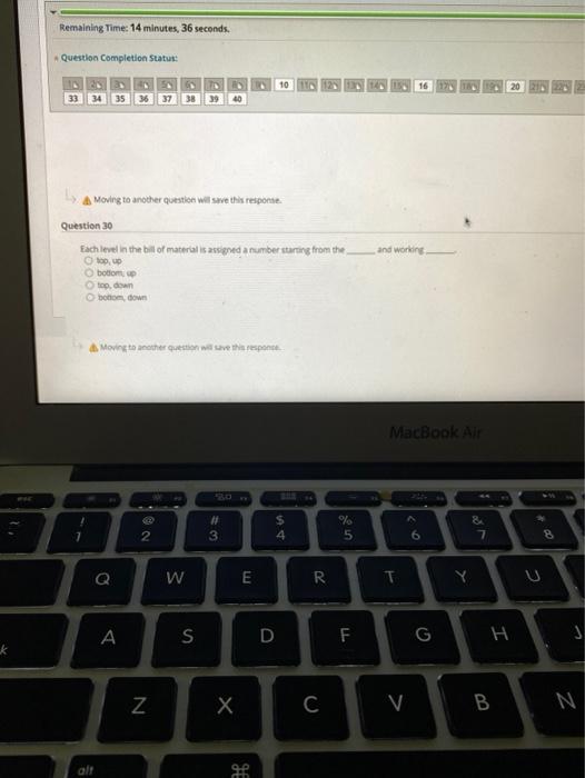 Remaining Time: 14 minutes, 36 seconds. Question