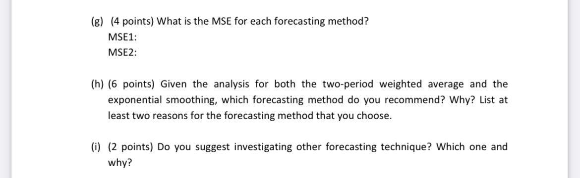 (g) (4 points) What is the MSE for each