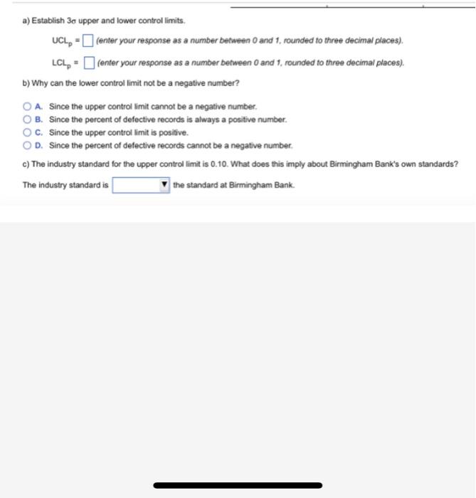 a) Establish 30 upper and lower control limits.