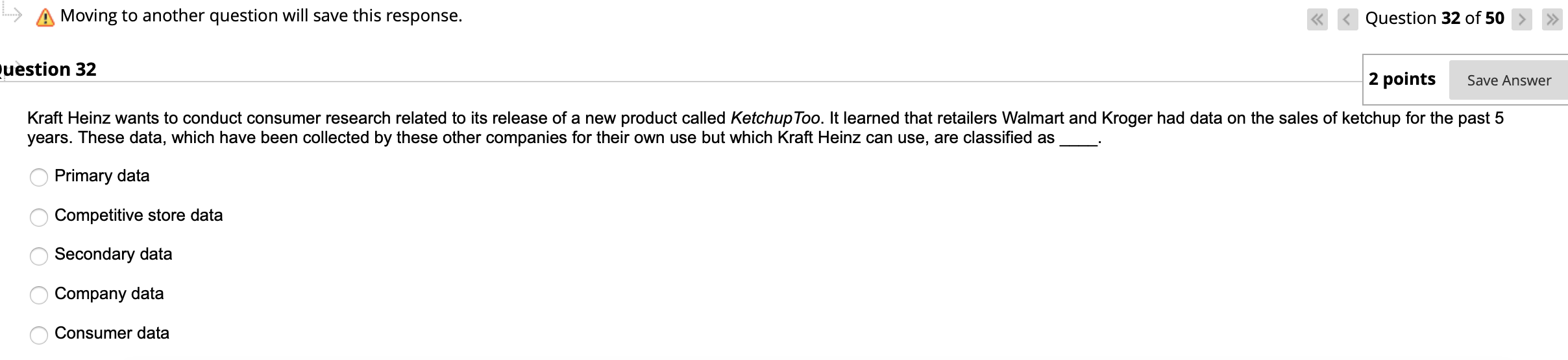 Question 39 2 points Save Answer According to the