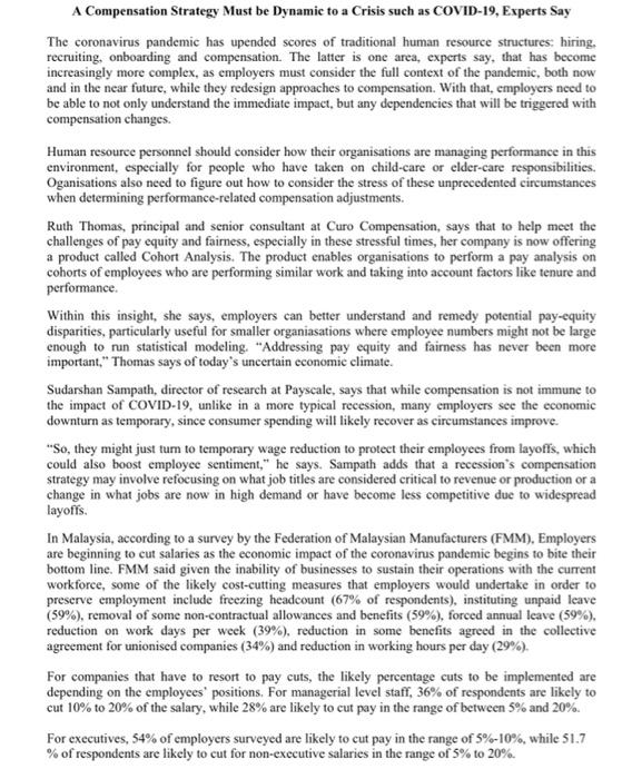 human resources management A Compensation