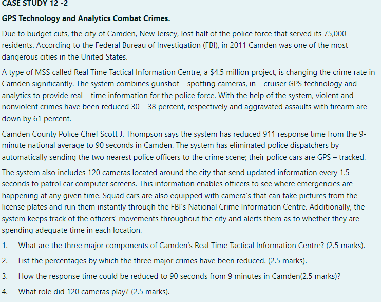 CASE STUDY 12 -2 GPS Technology and Analytics