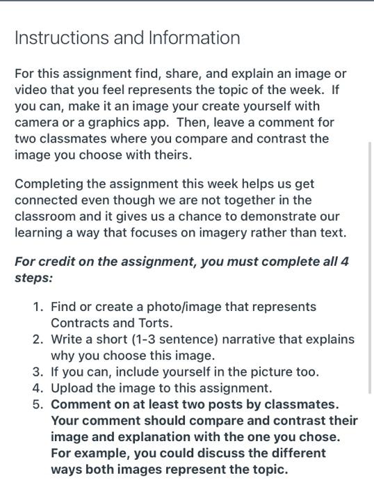 Instructions and Information For this assignment