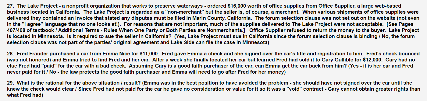 Each question has multiple choice answers after