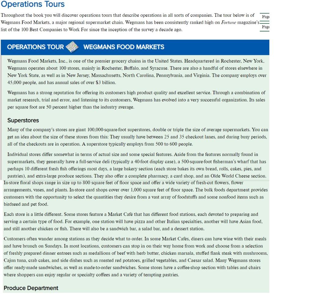 Reviewing the following: 1. Wegmans Food Markets