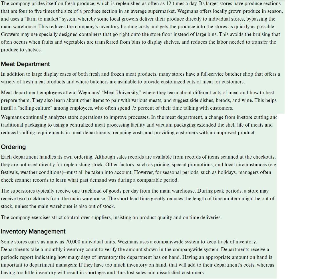 Reviewing the following: 1. Wegmans Food Markets