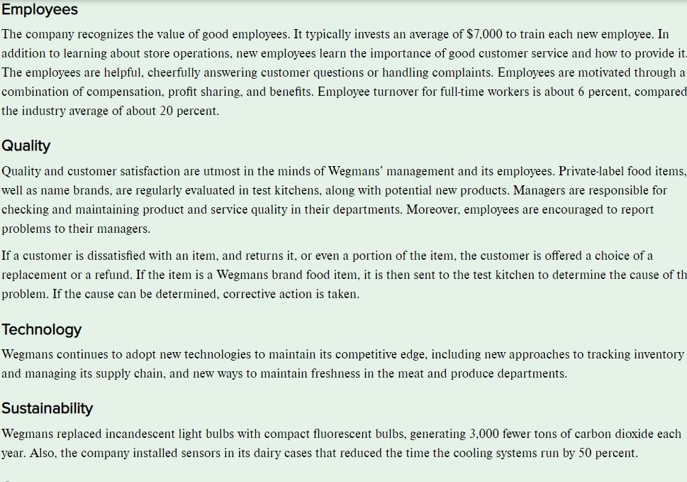 Reviewing the following: 1. Wegmans Food Markets