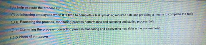 IS's help execute the process by O A. Informing