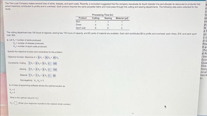 what's the optimal value? The Trim Look Company