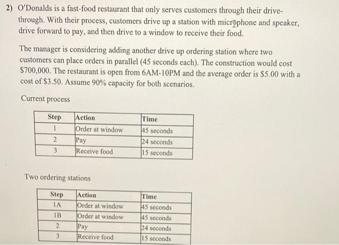 2) O'Donalds is a fast-food restaurant that only