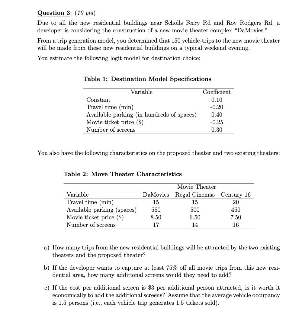 Question 3: (10 pts) Due to all the new
