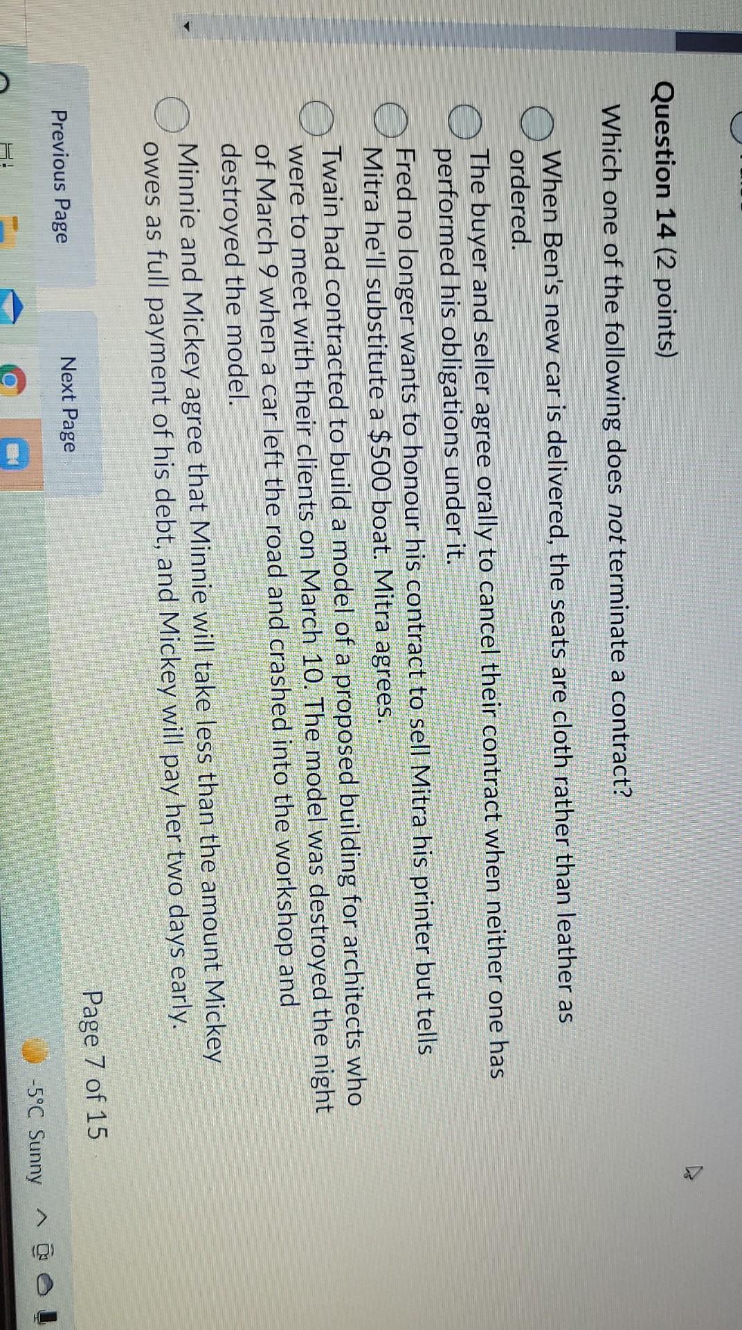 Module on Business Law Question 14 (2 points)