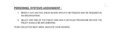 I need it ASAP PERSONNEL SYSTEMS ASSIGNMENT- 1