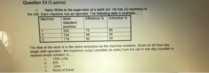 Question 11 (5 points) 17 Harry White is the