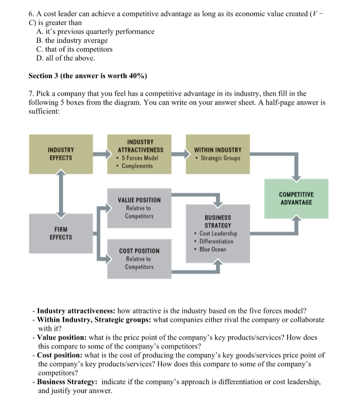 Section 1: Answer True or False (each answer is