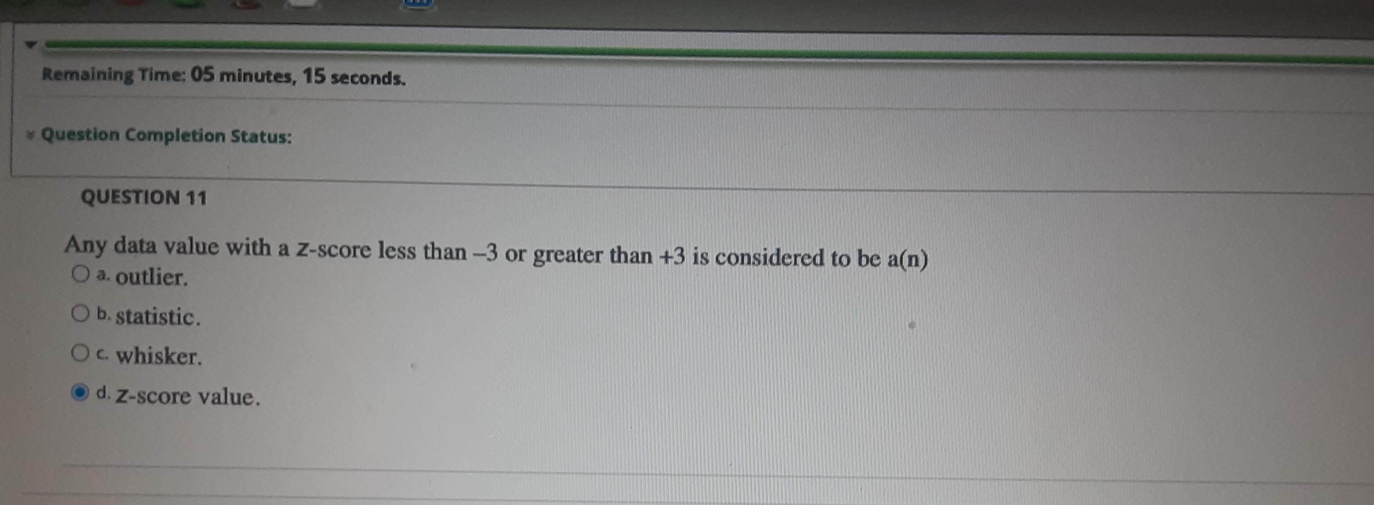 Remaining Time: 05 minutes, 15 seconds. Question