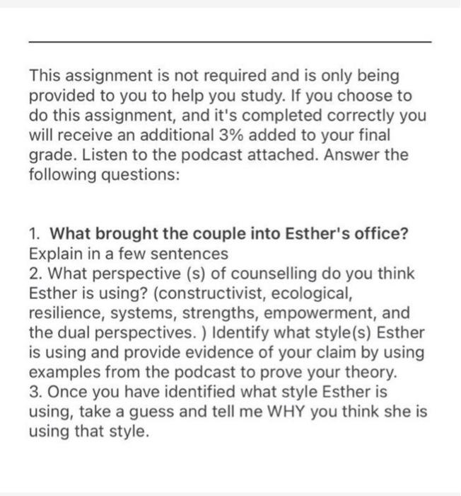 This assignment is not required and is only being