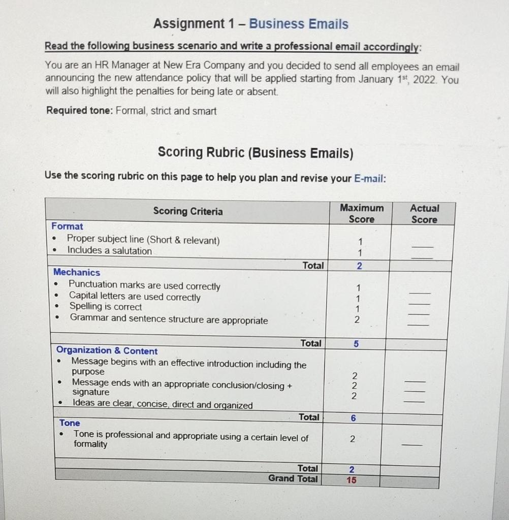 please answer ASAP - Assignment 1 - Business