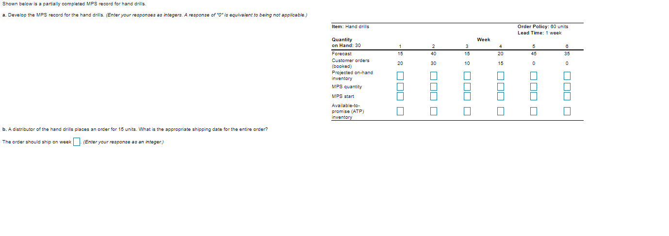 Shown below is a partially completed MPS record