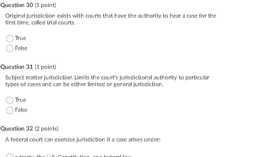 Question 29 (2 points) A long arm statute allows