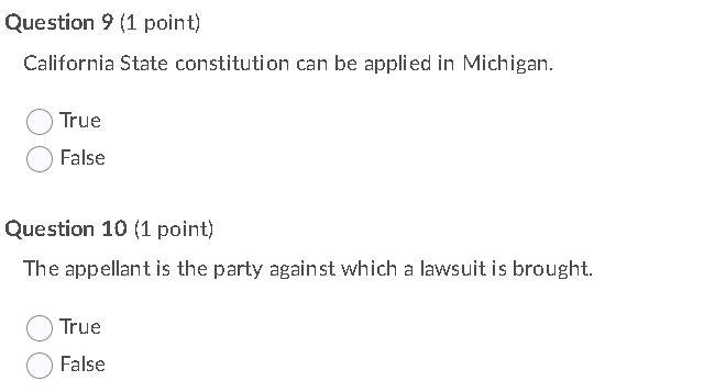 Question 9 (1 point) California State