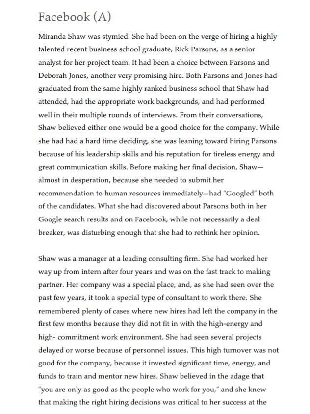 Please read the short case study and help me