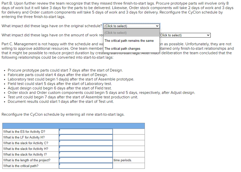 EX 6-23 (Algo) The Cyclon project team has