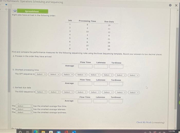 please help solve er 15 Homework Operations