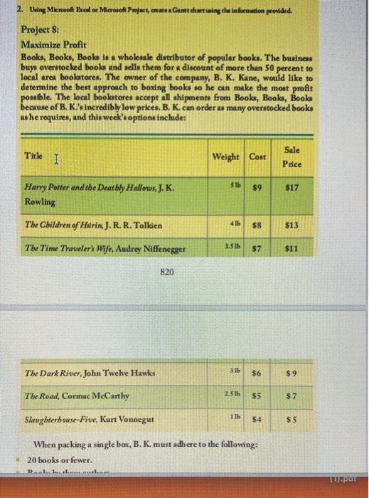 2. Duling Milerovoft Excel or Microsoft Project,