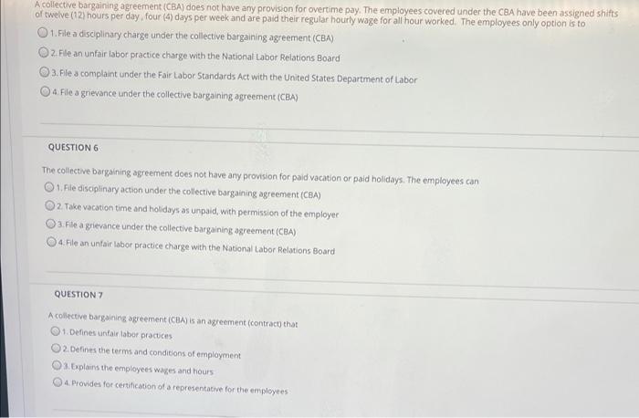 A collective bargaining agreement (CBA) does not