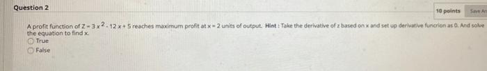 SA Question 2 10 points A profit function of 2