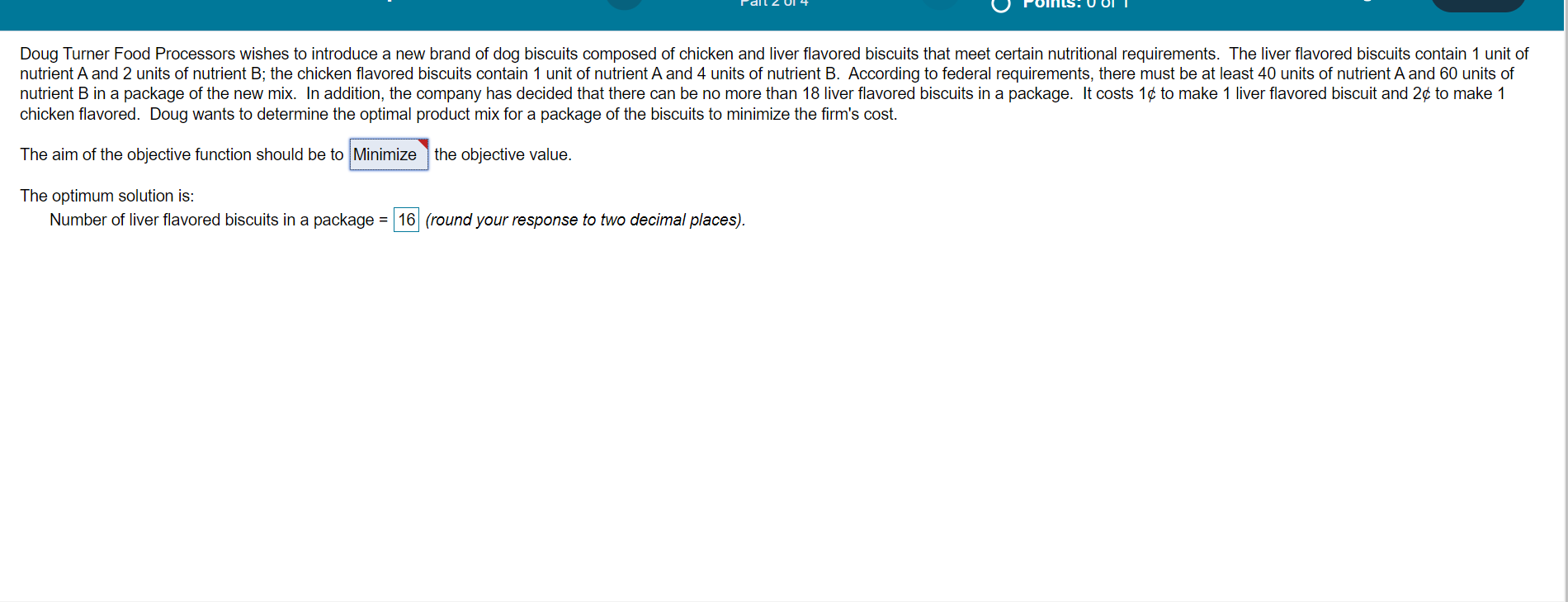 Doug wants to determine the optimal product mix