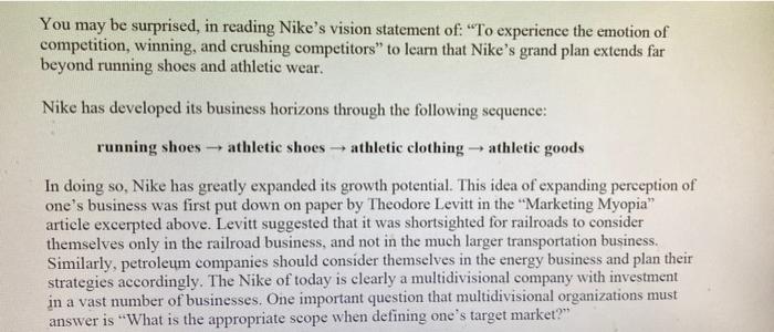You may be surprised, in reading Nike's vision