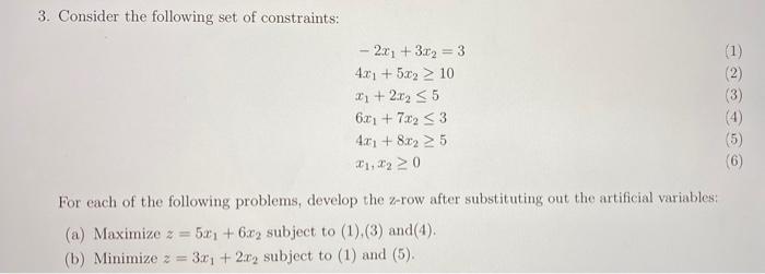 3. Consider the following set of constraints: -