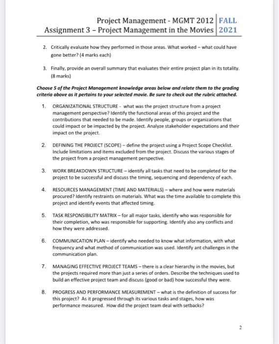 please do it asap Project Management - MGMT 2012