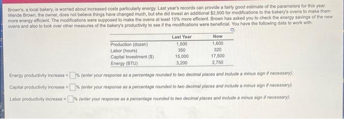 Brown's, a local bakery, is worried about
