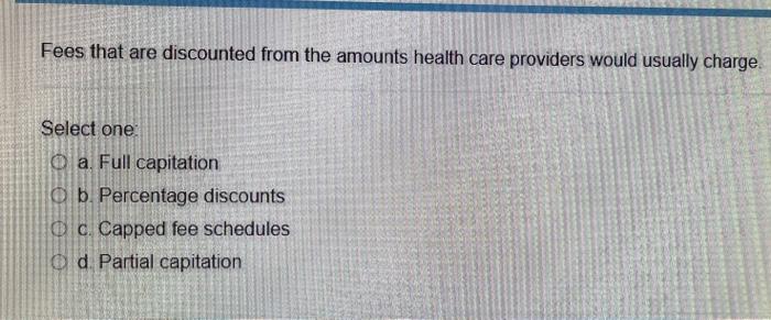 Fees that are discounted from the amounts health