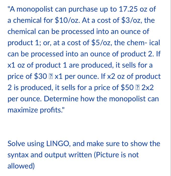 I need this question to be solved through a