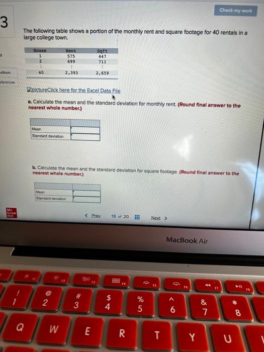 Check my world 3 The following table shows a